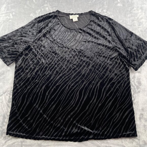 Lord & Taylor Top Womens 1X Velvet Zebra Print Semi-Sheer Vintage Made in USA - Picture 1 of 12